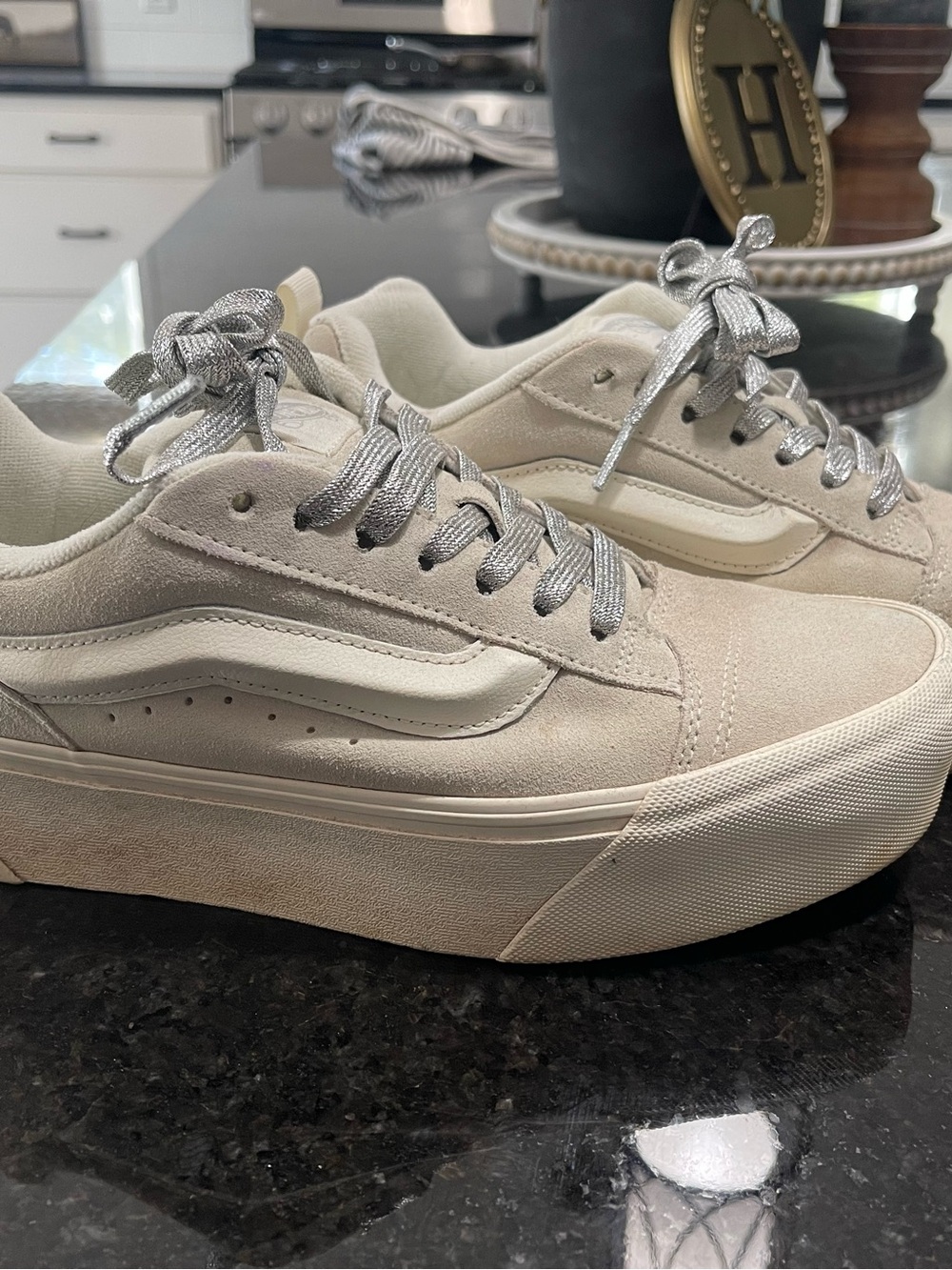 Vans White Canvas Sneakers with Light Beige Detailing